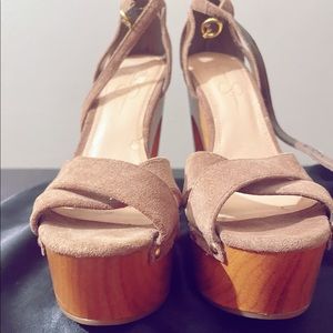 Jessica Simpson Brown Platform Ankle Sandals